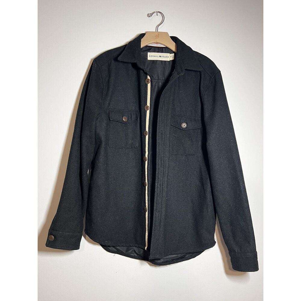 The Normal Brand EUC Heavyweight Black Wool Blend Lined Jacket Shirt Size M